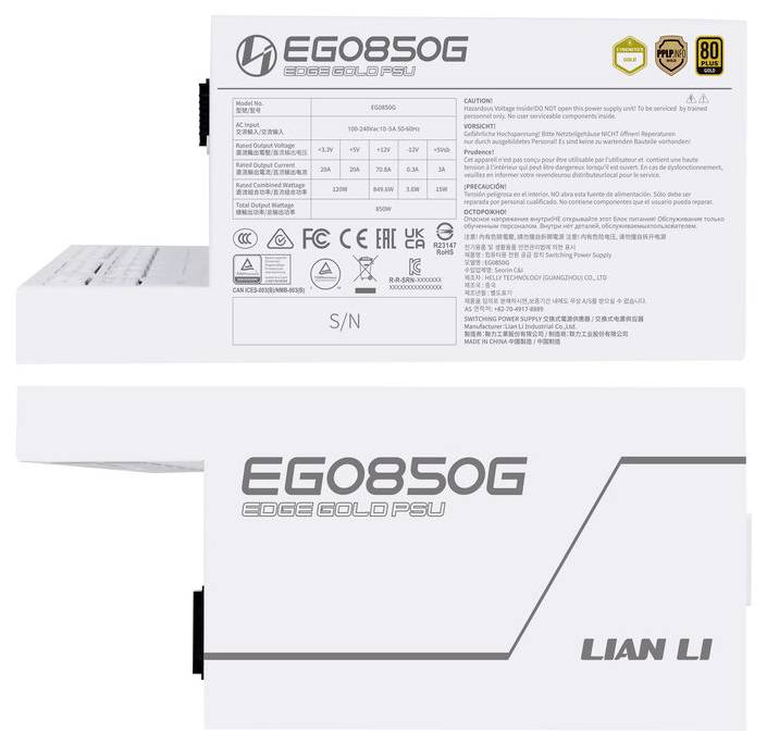 Lian Li EDGE GOLD 850 80 PLUS Gold PC Netzteil 850W ATX 80PLUS® Gold