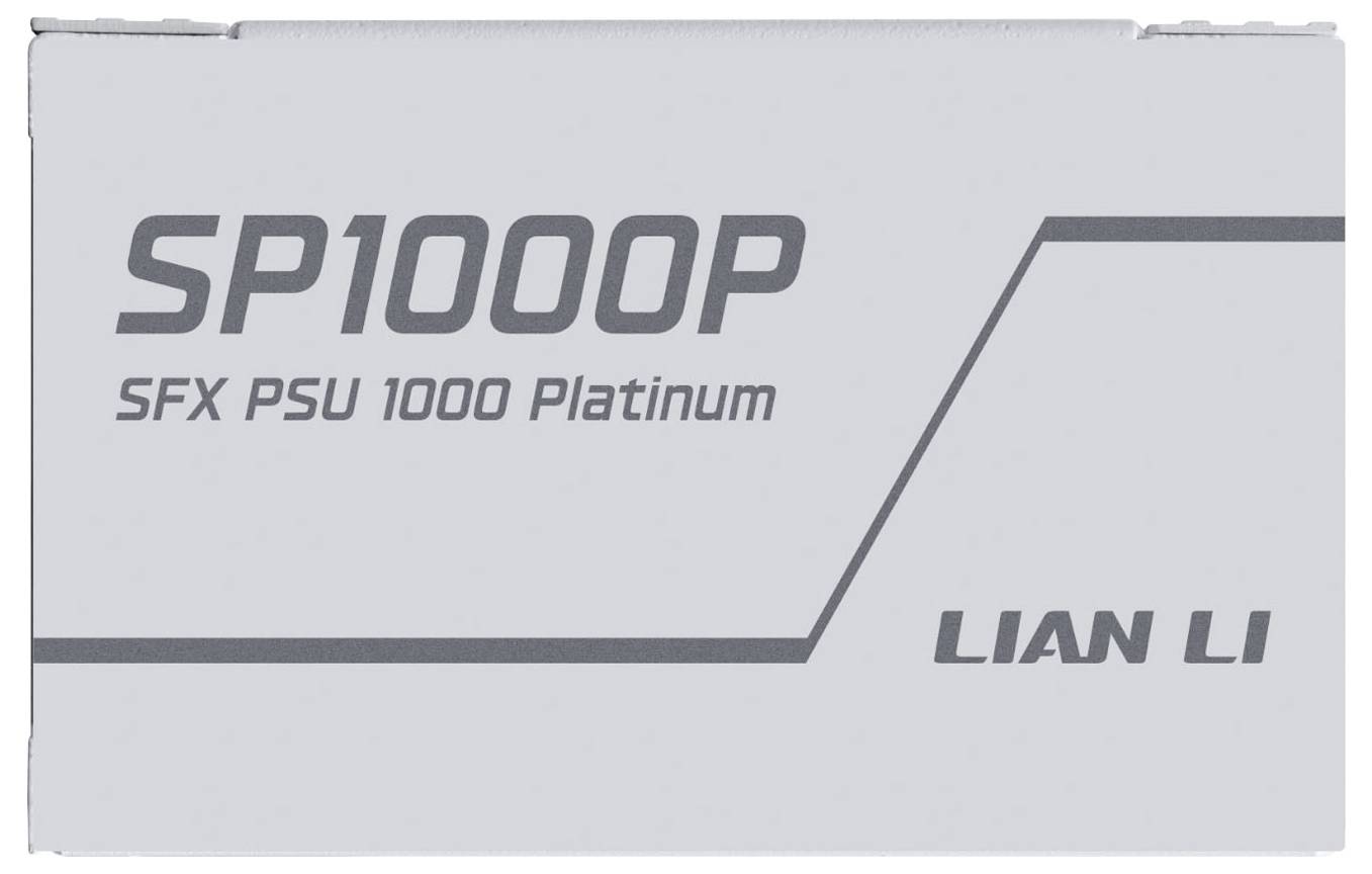 Lian Li SP1000P SFX PSU 1000 Platinum Verpackung mit Produktname und Marke in fetter Schrift.