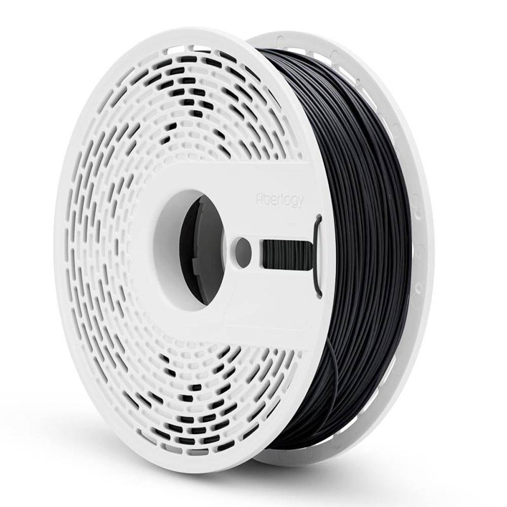 Spule schwarzes 3D-Drucker-Filament auf einer weißen Spule