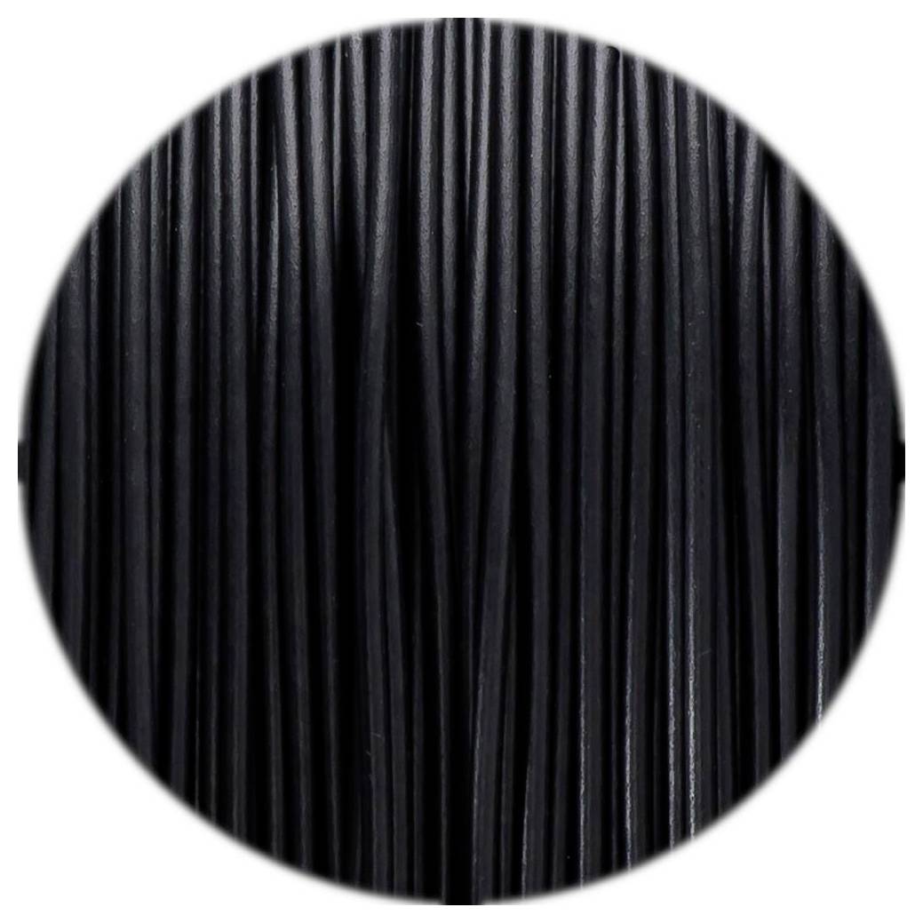 Nahaufnahme eines schwarzen, vertikal gerillten Materials, das einen kreisförmigen Rahmen ausfüllt und einer Textur aus geripptem Kunststoff oder Stoff ähnelt.