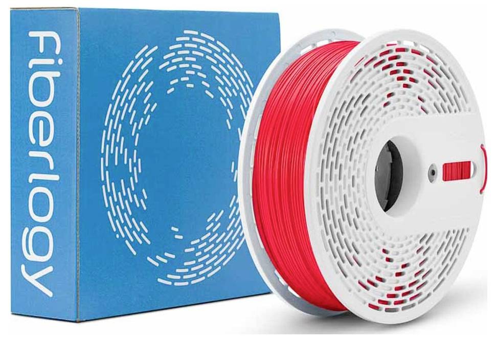 Aufgewickelte rote 3D-Drucker-Filamentwspule mit der Bezeichnung 