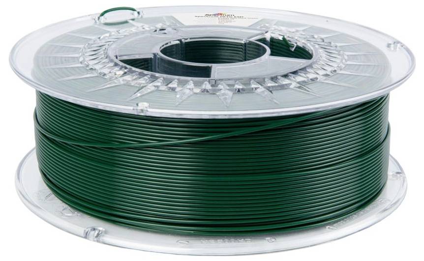 Spule grünes 3D-Druckfilament auf einer transparenten Kunststoffspule.