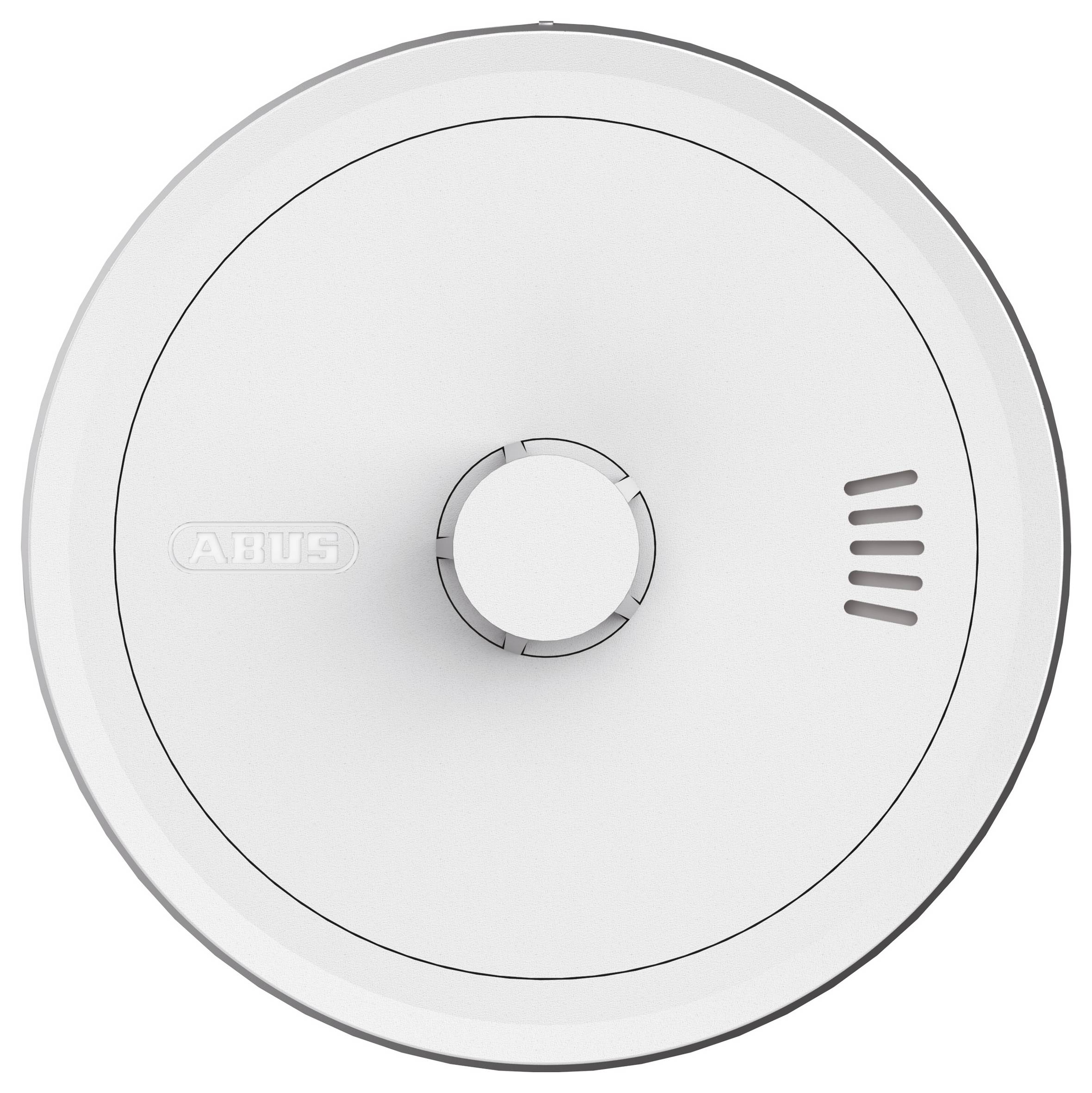 Ein weißer Rauchmelder mit dem Logo 