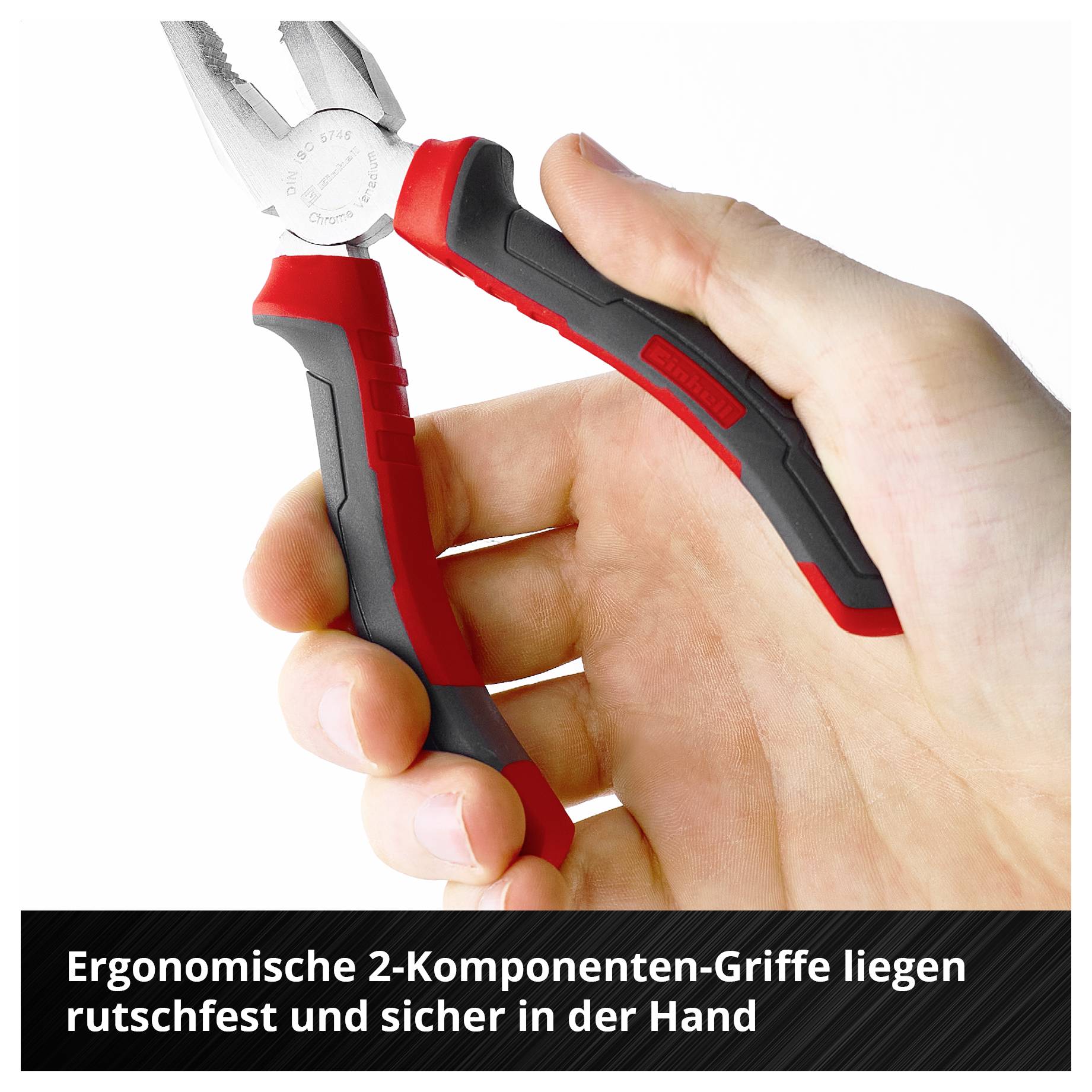 Infografik von T-Schraubendrehern mit Texten: 'T-förmiger Griff', 'Chrom-Vanadium-Stahl', 'Kugelförmiger Kopf', 'Klinge im 90°-Winkel'; hebt starke Nutzung und Verschraubung bis zu 25 Grad hervor.