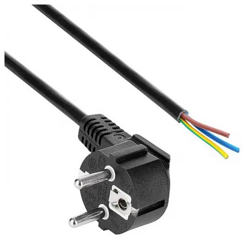Akyga AK-OT-01S Strom Anschlusskabel [1x Schutzkontakt-Stecker - 1x offene Kabelenden] Schwarz 1.5