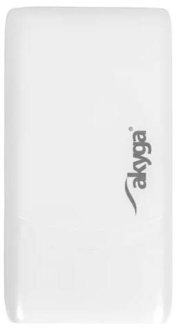 Ein weißes tragbares Funkgerät für den Außenbereich mit dem vertikal auf der Vorderseite geschriebenen Markennamen 'akYtec'.