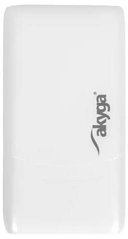 Ein weißes rechteckiges WLAN-Gerät mit der Marke „axega