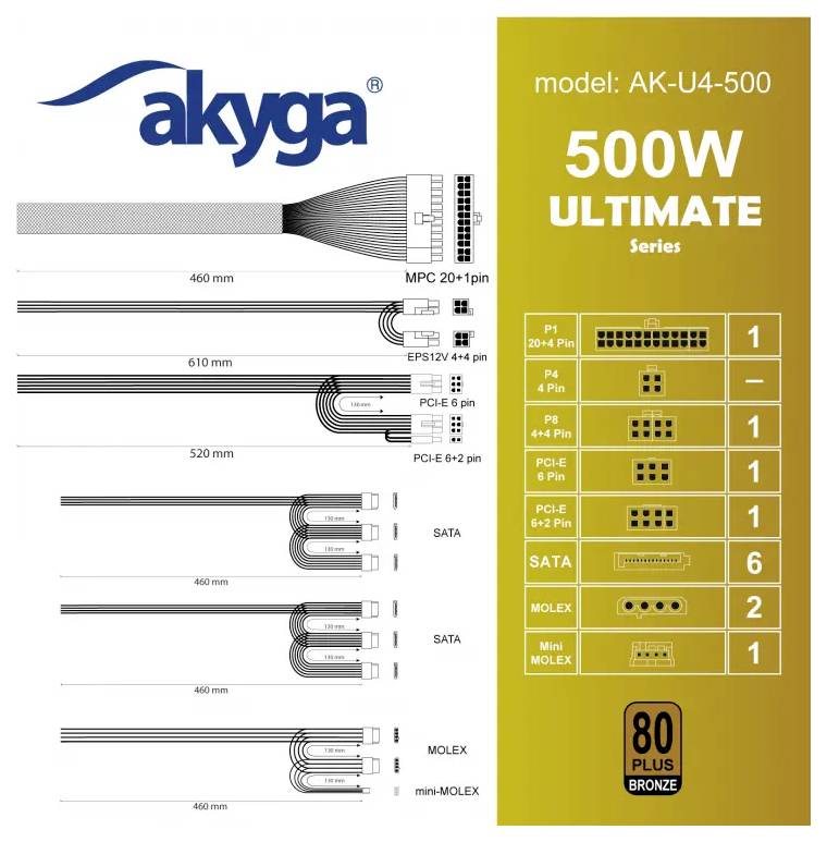 „akyga Modell: AK-U4-500 500W ULTIMATE Serie