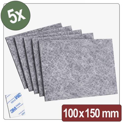 Quadrios 26SA115 Filzgleiter selbstklebend, rund Grau (L x B x H) 100 x 150 x 4 mm 5 St.