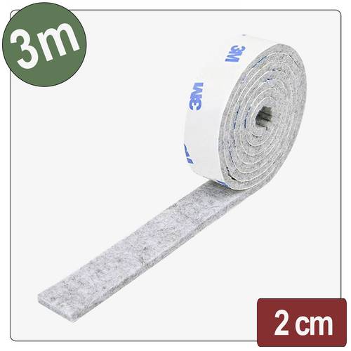 Quadrios 26SA120 Filzgleiter selbstklebend, rund Grau (L x B x H) 3000 x 20 x 4 mm 3 m