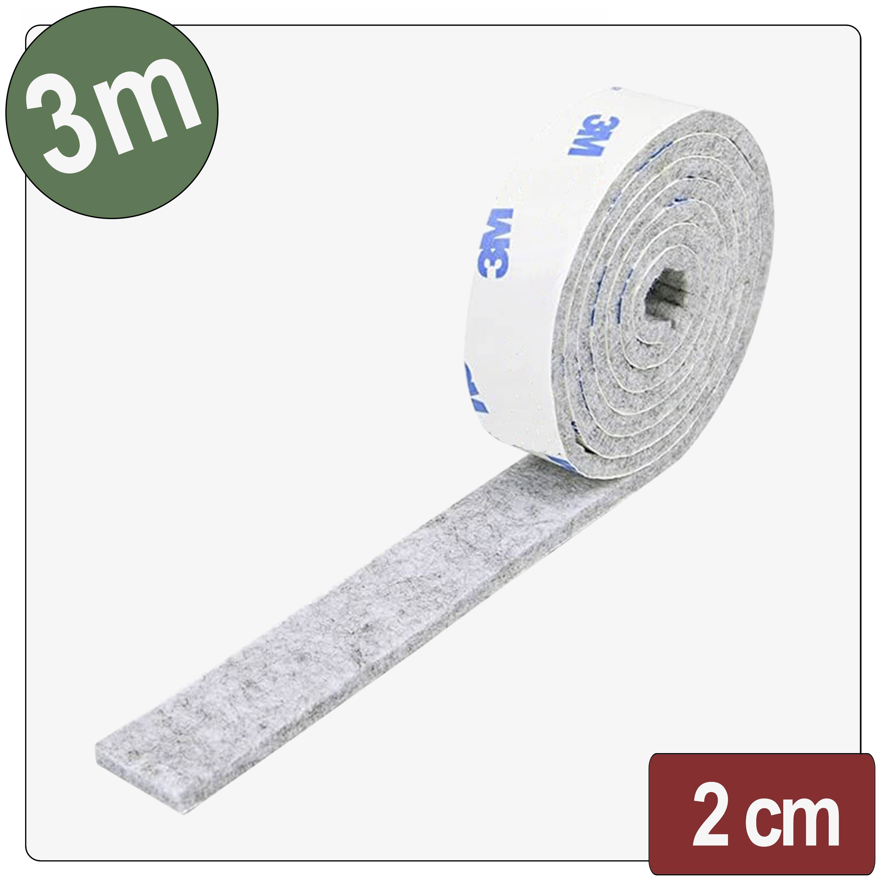 Eine Rolle graues Haftfilzklebeband mit der Beschriftung „3m