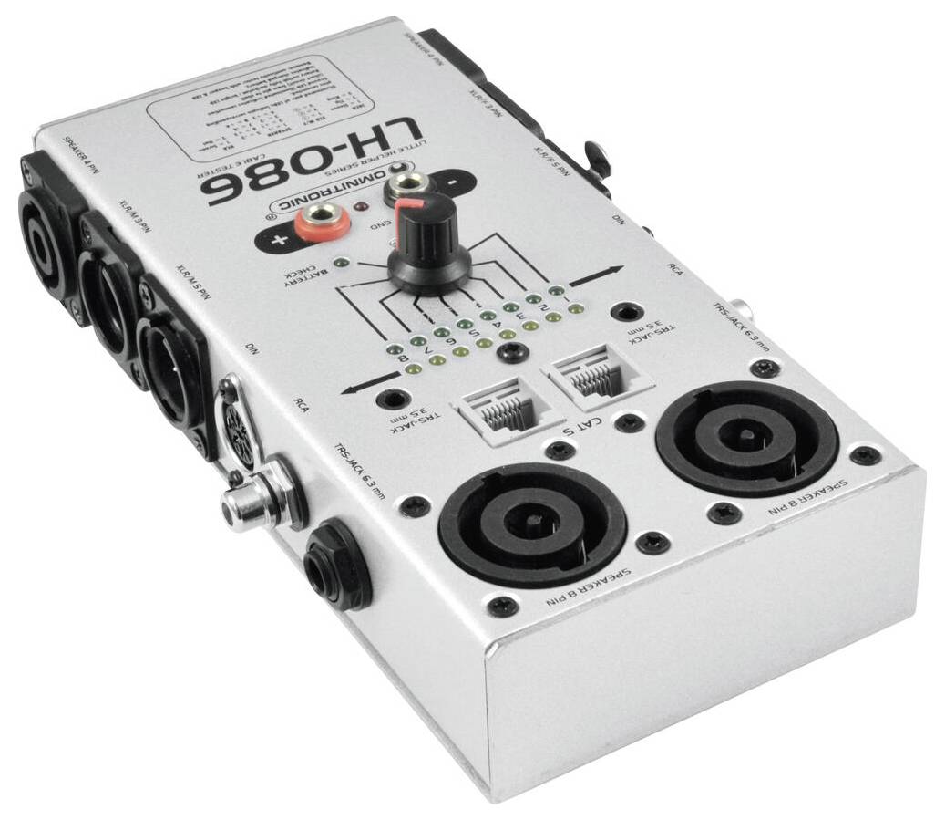 Soundmodul mit mehreren Ein-/Ausgabeanschlüssen, Drehreglern und Schaltern, gekennzeichnet als LH-068. Wird für Audiomischung und Konnektivitätszwecke verwendet.