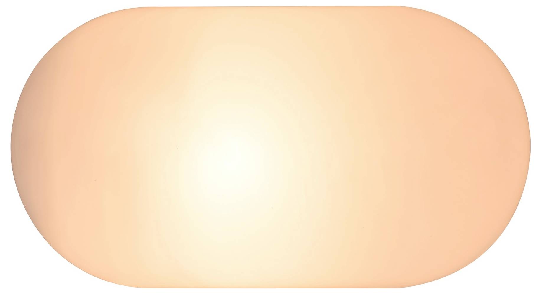 Ein glatter, ovaler, pfirsichfarbener Gegenstand mit einem sanften Farbverlauf von hell in der Mitte bis dunkler an den Rändern.