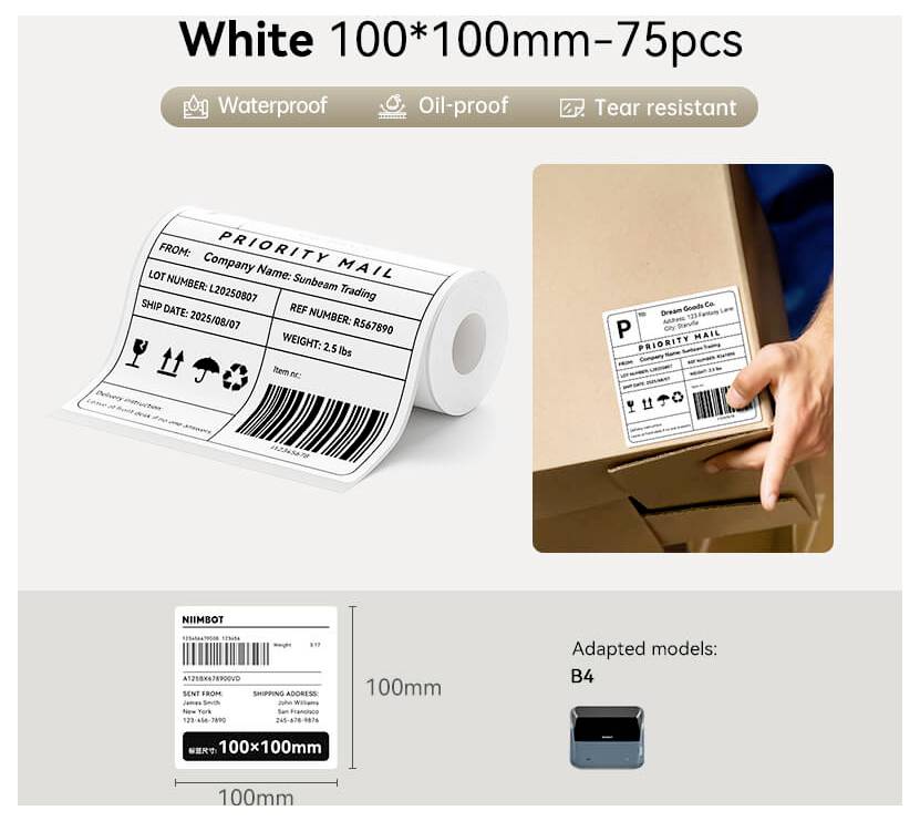 NIIMBOT Etiketten Rolle 100mm x 0.1m 75 St. 1EA03760202 Universal-Etiketten