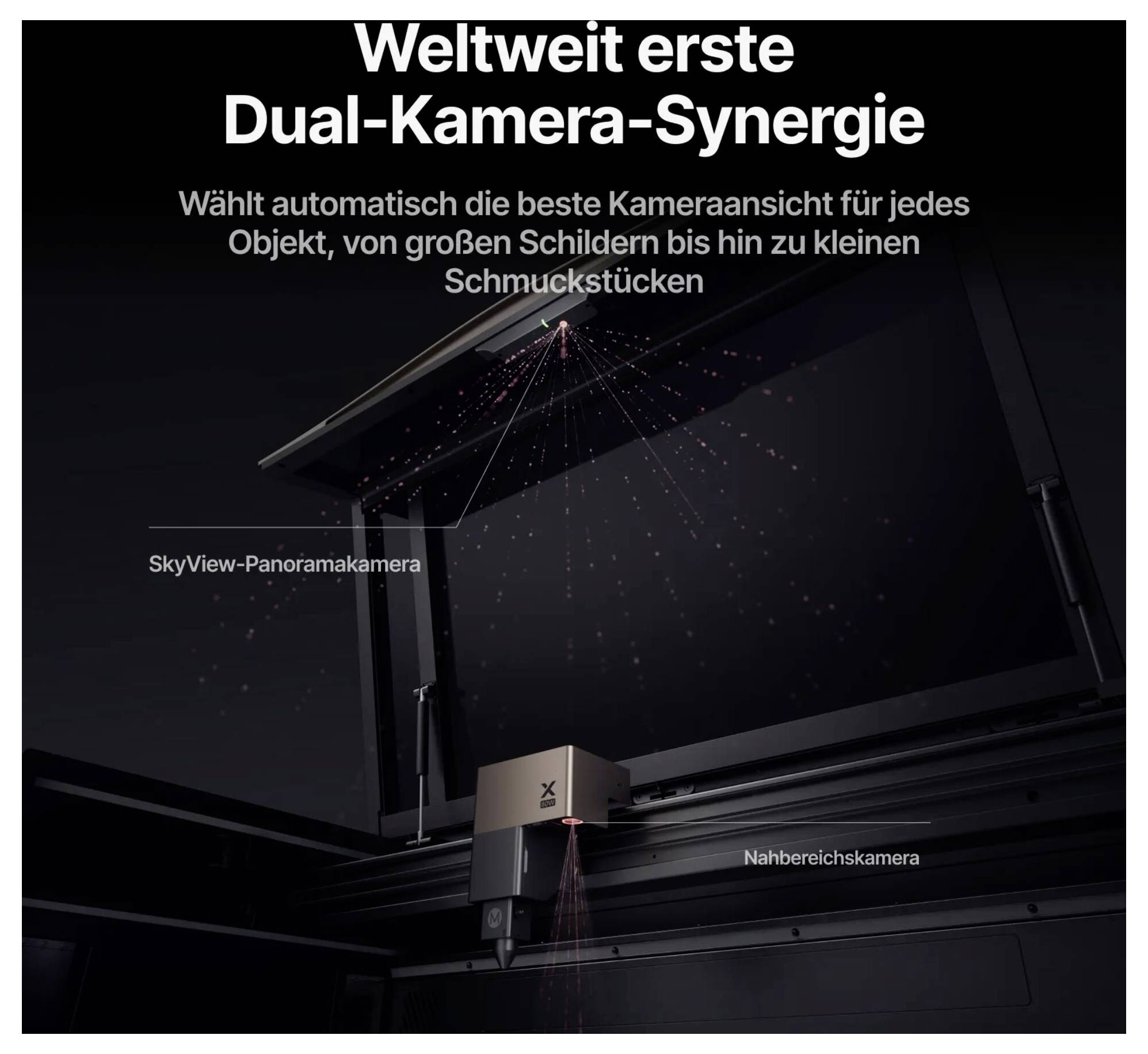 Weltweit erste Dual-Kamera-SynergieSkyView-Panoramakamera und Nahbereichskamera wählen automatisch die beste Ansicht für Objekte aus – von Schildern bis zu kleinen Gegenständen.