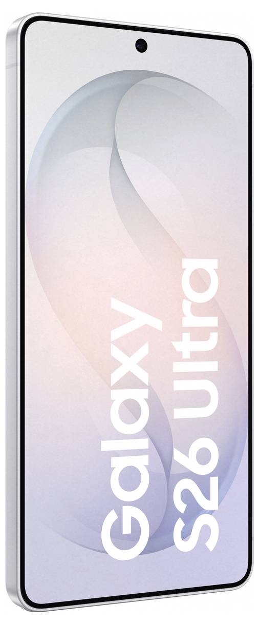 Smartphone mit randlosem Display, auf dem der Text 