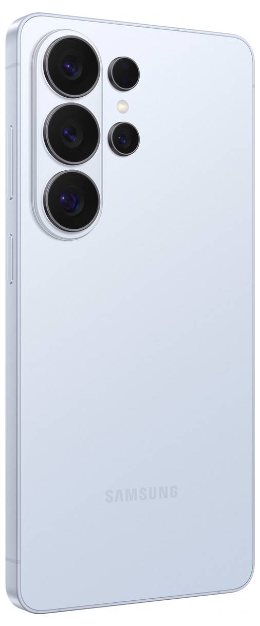 Smartphone-Display mit einem lila abstrakten Design und dem Text „Galaxy S26+" darauf.