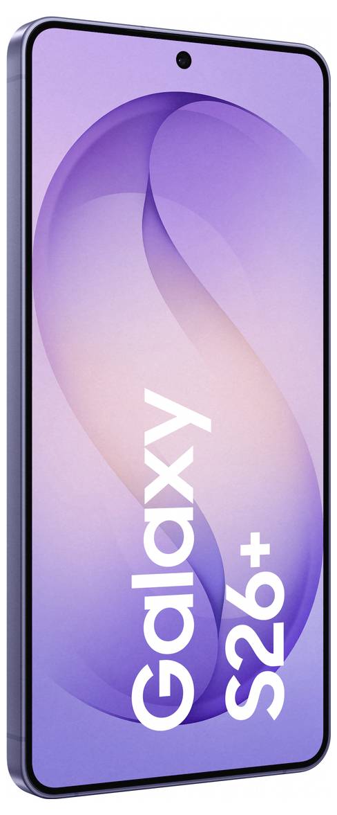 Ein Smartphone mit einem lila-farbigen Bildschirm, auf dem 