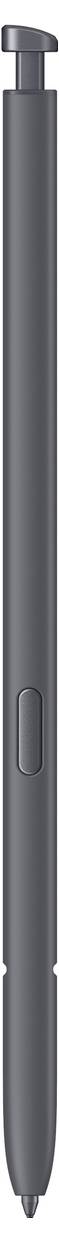 Ein schlanker dunkelgrauer digitaler Stylus mit einer Taste in der Nähe der Spitze, entwickelt zur Verwendung mit kompatiblen Touchscreen-Geräten.