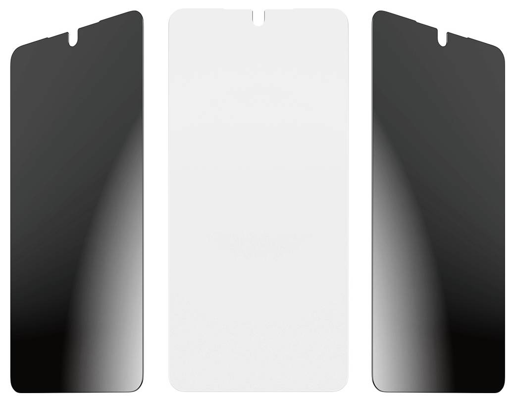 Ein weißes rechteckiges Objekt mit einer kleinen halbkreisförmigen Aussparung oben, das einem leeren Smartphone-Bildschirm ähnelt.