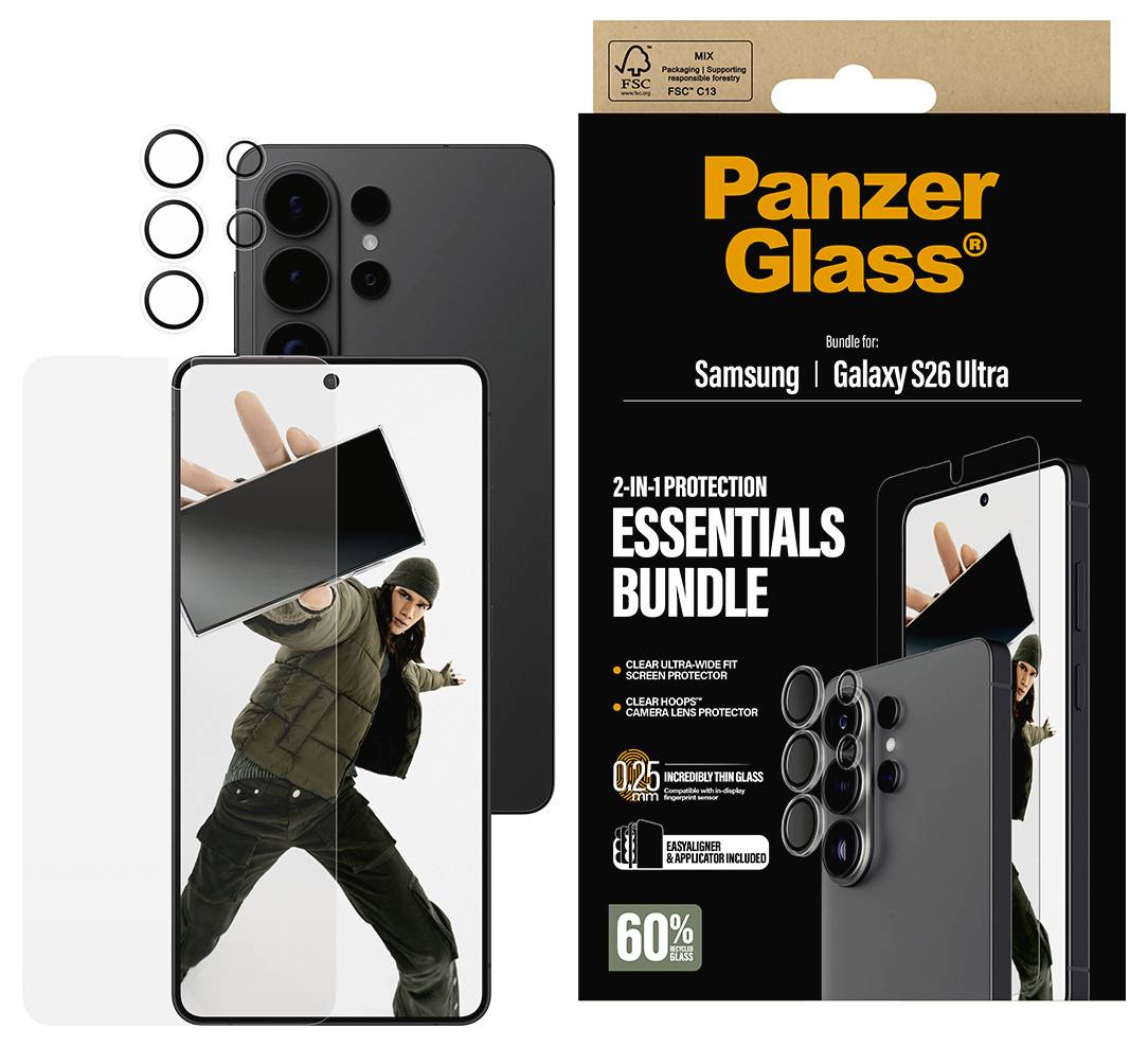 „PanzerGlass Privacy Bundle für Samsung Galaxy S26+.