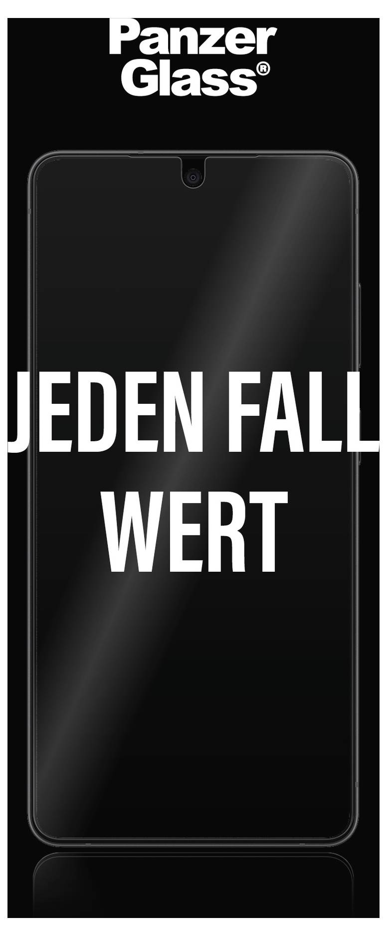 Transparente Handyhülle und runder Kameraschutz für Samsung-Geräte. Text: 