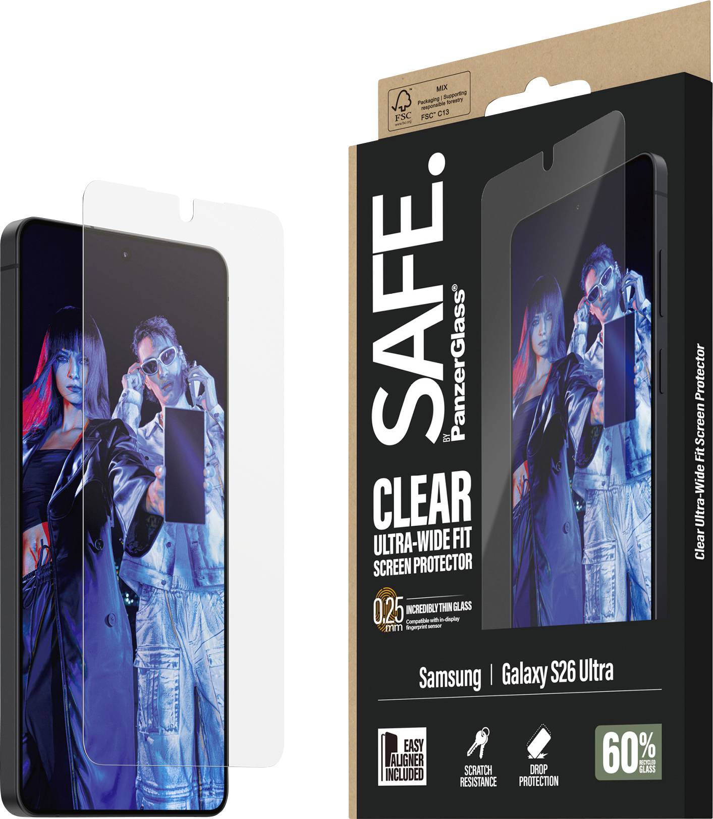 „SICHER. PanzerGlass CLEAR Ultra-Weitwinkel-Displayschutzfolie für Samsung Galaxy S26 Ultra
