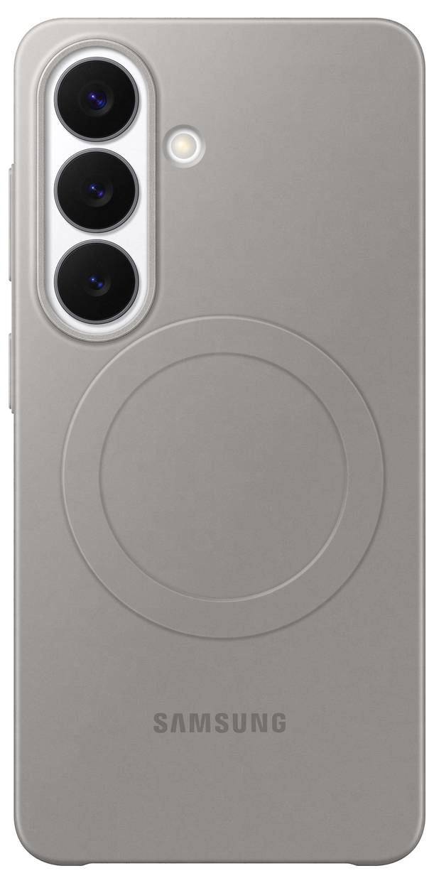 Rückseite eines Samsung-Smartphones mit drei vertikal ausgerichteten Kameraobjektiven und einem kleinen Blitzgerät, mit dem Samsung-Logo darunter.