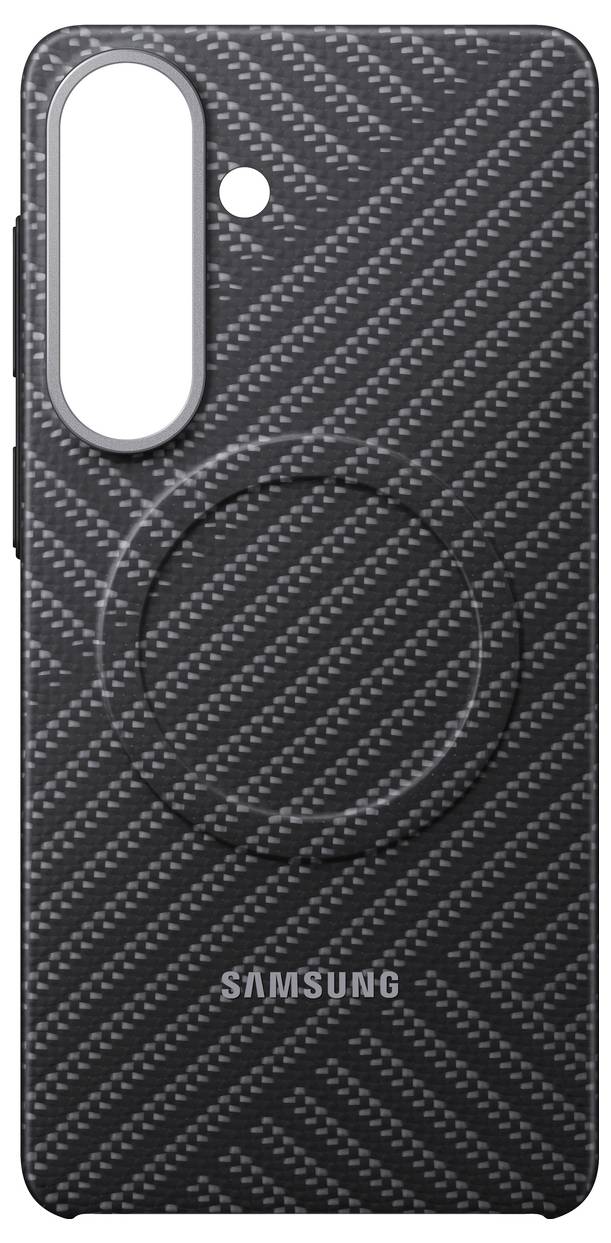 Ein Smartphone mit einem eleganten, kantenlos verlaufenden Display, das eine minimalistische abstrakte Bildschirmhintergrundbild mit geschwungenen Linien und einem subtilen Farbverlauf zeigt.