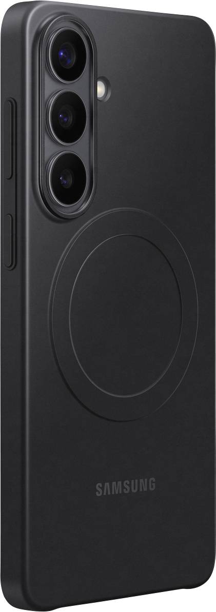 Schwarzes Smartphone mit drei Rückkameras, das ein elegantes Design zeigt.