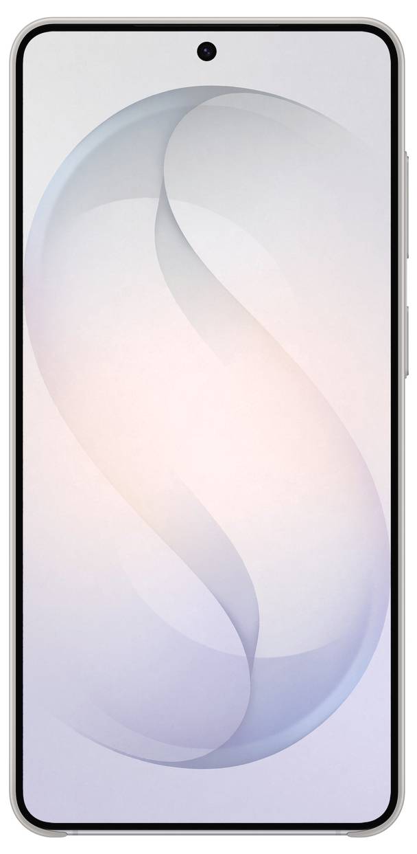 Ein Smartphone mit schlankem und minimalistischem Design, das eine zentrierte Frontkamera oben auf dem rahmenlosem Bildschirm aufweist.