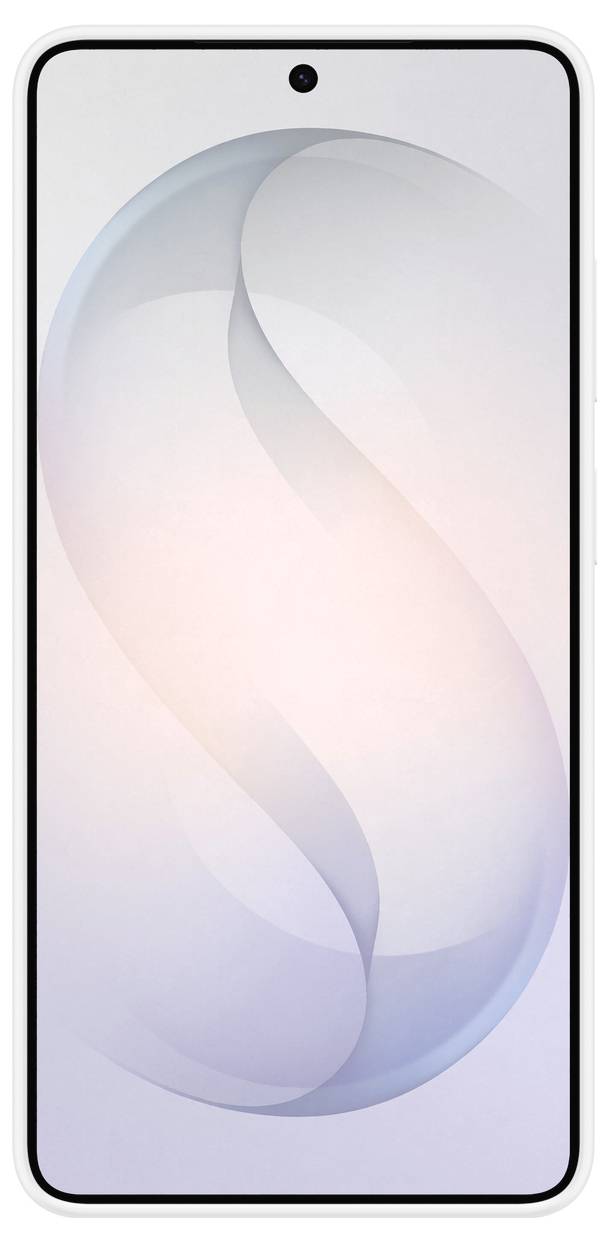 Ein Smartphone mit einem Bildschirm, der ein minimalistisches Spiralmuster auf einem Farbverlaufshintergrund anzeigt. Das Gerät hat dünne Rahmen und eine Kameraaussparung in der oberen Mitte.