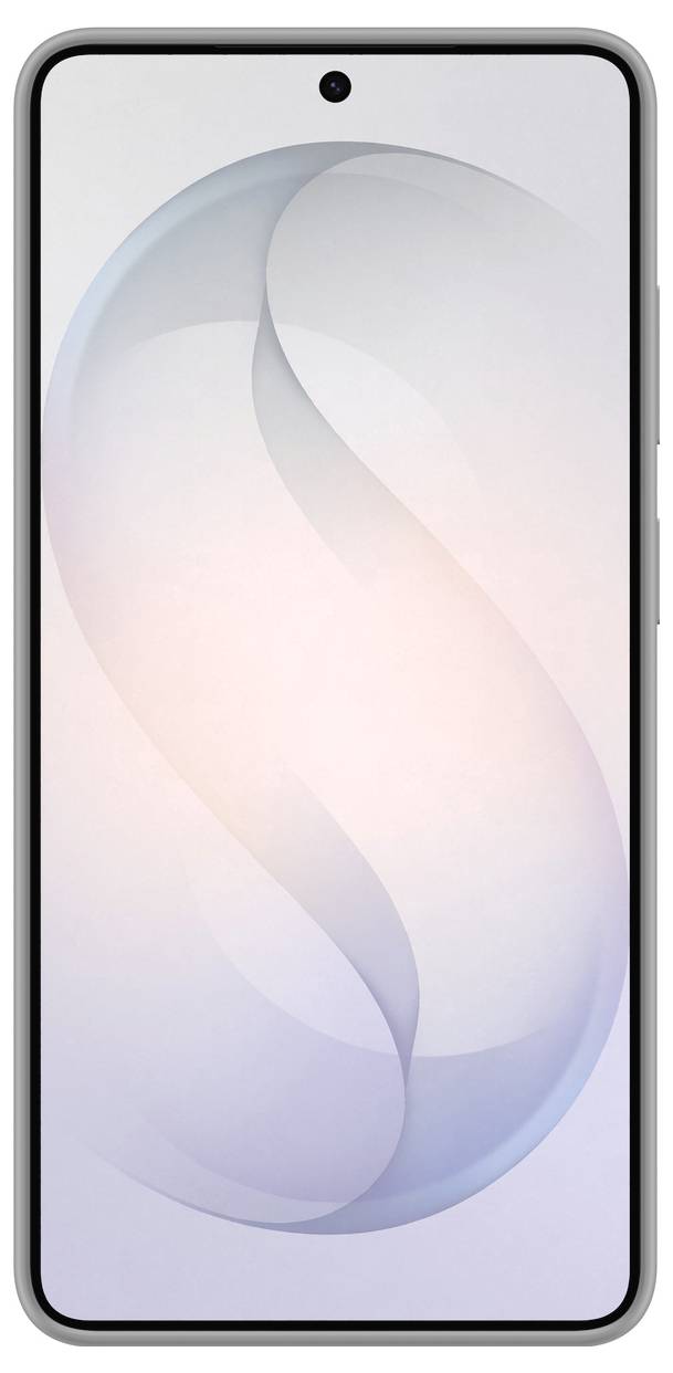 Ein Smartphone mit einer nach vorne gerichteten Kamera, die oben in der Mitte des Bildschirms angebracht ist und ein Pastellwirbel-Design auf dem Bildschirm anzeigt.