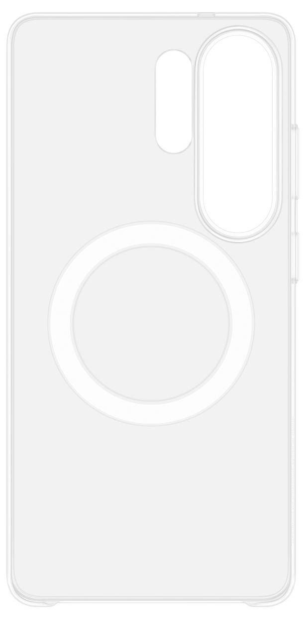 Durchsichtiges Handygehäuse mit integriertem MagSafe-Ring für Kompatibilität mit kabellösem Laden.