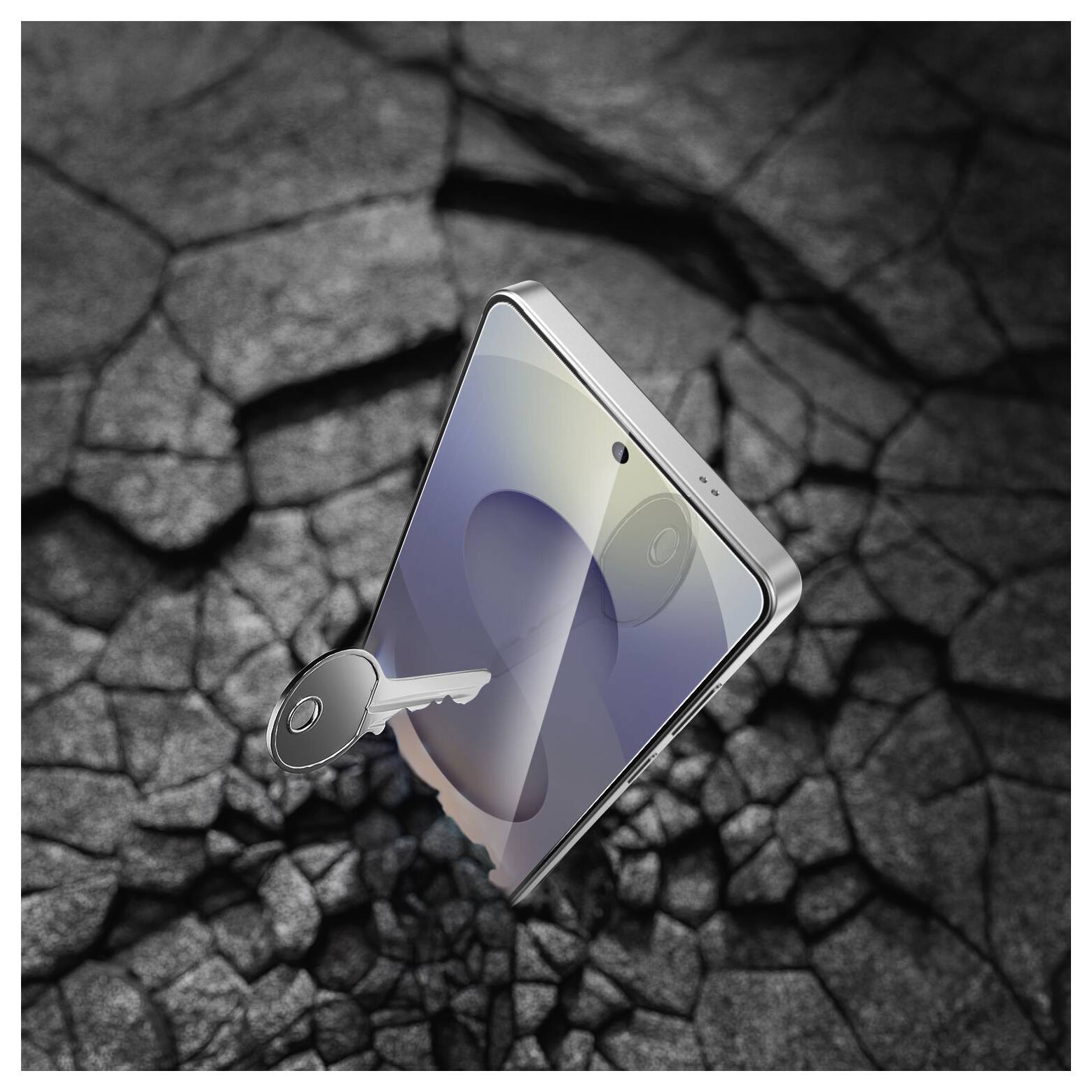 'Panzer Glass' Verpackung neben einem Samsung Galaxy S26/S26+ zeigt individuelle Objektivschutzer für die Smartphone-Kamera, 60% recyceltes Material.