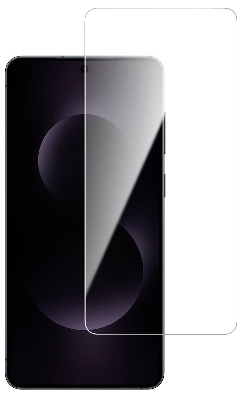 Ein Smartphone mit einer Schutzfolie, die teilweise das Display abdeckt und ein elegantes Design sowie ein minimalistisches Interface offenbart.
