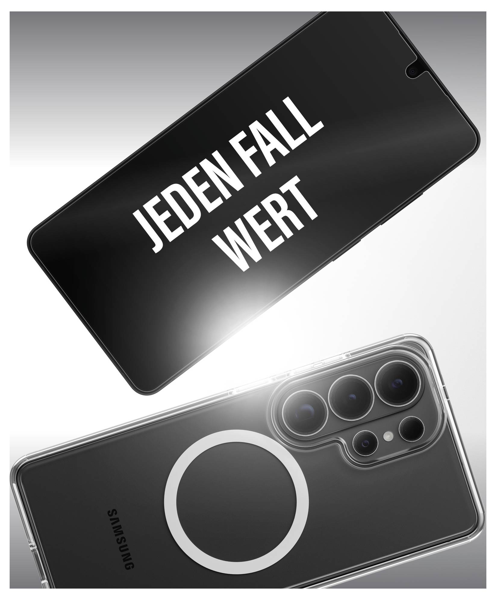Samsung Galaxy S10+ Displayschutzfolie-Set beinhaltet zwei Folien, Staubentfernungsticker, Kunststoffrakel und ein Reinigungstuch zur Anbringung.