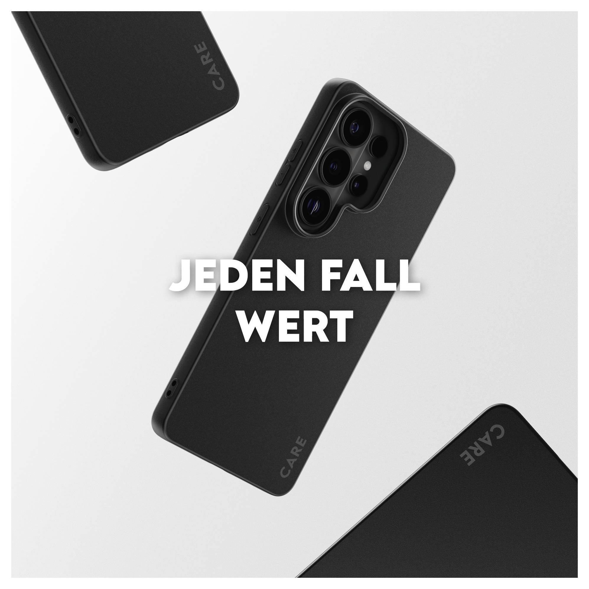 Smartphone-Hüllen mit der Aufschrift „CARE
