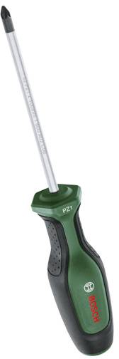 Ein grüner und schwarzer Bosch PZ1 Schraubendreher mit strukturiertem Griff und silbernem Schaft, entwickelt für Präzisionsaufgaben.