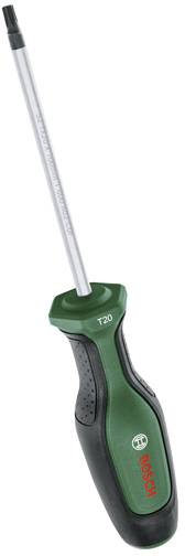 Ein grün-schwarzer T20-Schraubendreher mit ergonomischem Griff und Metallschaft, entworfen für Torx-Schrauben.