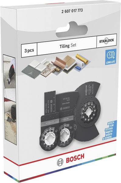 Bosch Fliesenschneideset, 3-teilig, zum Schneiden von Fliesen, mit polarisierten Klingen, geeignet für Keramik, Stein.