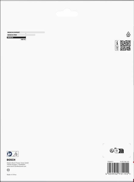 # Rückseite einer Bosch Expert Produktverpackung mit dem Bosch-Logo, QR-Code und Text 