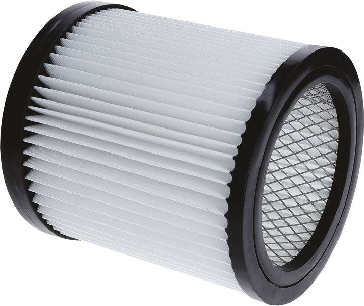 Ein zylindrischer Luftfilter mit einer weißen gefalteten Oberfläche und schwarzem Rahmen, der zur Abscheidung von Partikeln in Luftreinigungssystemen konzipiert ist.