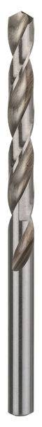 Nahaufnahme eines Metallbohrers mit spiralförmigem Nuttenprofil, das zum Schneiden oder Bohren von Löchern in Materialien wie Holz oder Metall verwendet wird.