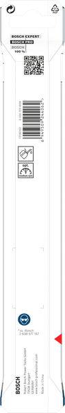 Verpackung für ein Bosch Expert Stichsägeblatt mit Barcode, Sicherheitssymbolen und Bosch-Logo.