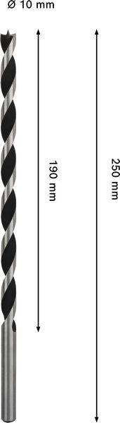 Holzspiralbohrer PRO lang 2608577723 Ø 10 mm Gesamtlänge 250 mm Spirallänge 190 mm Ausführung lang