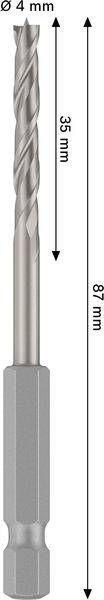 Ein Bohrbit mit 4 mm Durchmesser, 87 mm Länge und 35 mm Schnittlänge.