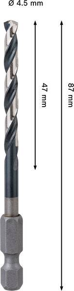 Bohrer 4,5 mm Durchmesser. Längen: 47 mm und 87 mm.
