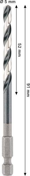Bild eines Bohrers mit einem Durchmesser von 5 mm und einer Länge von 92 mm.