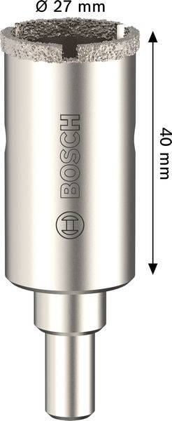 Bosch 27mm Zylinderbohraufsatz mit strukturierter Spitze und 40mm Höhe, verwendet für Präzisionsbohrungen in Materialien.